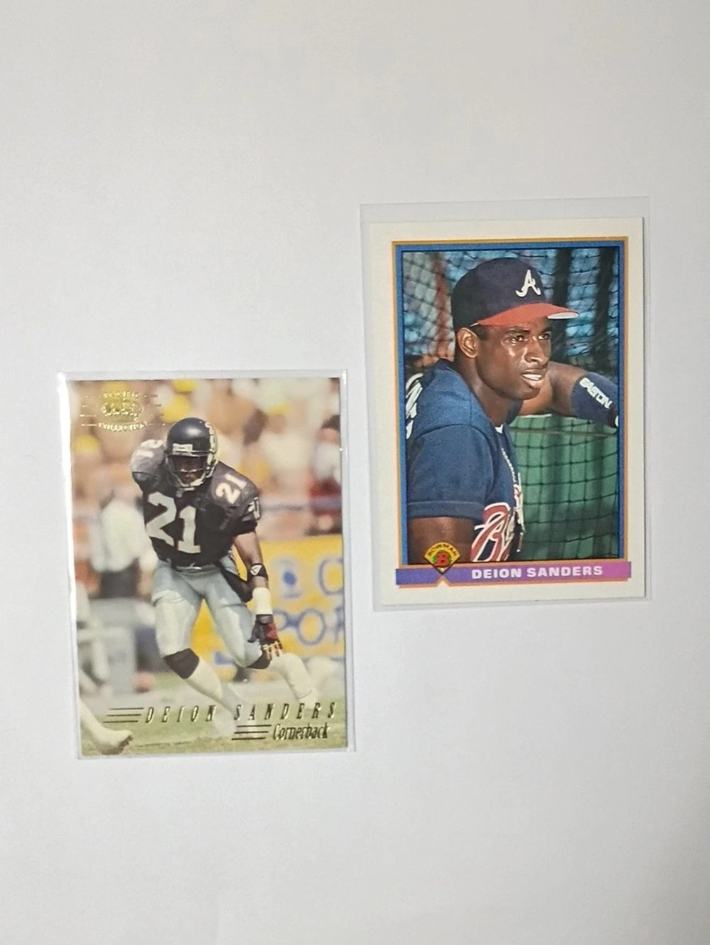 Pacific / Topps 1994 Pacific Deion Sanders #298 and 1991 Bowman Deion Sanders